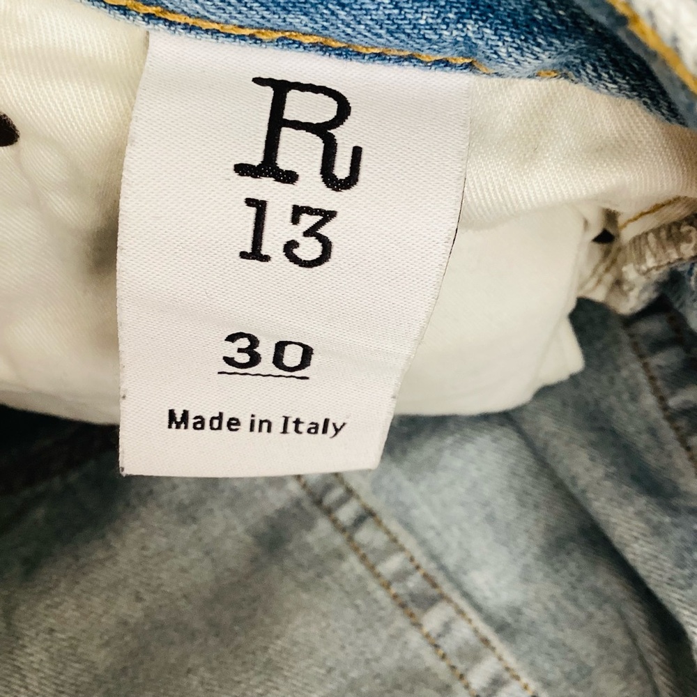 R13 Light Blue Distressed Jean Shorts - Picture 6 of 6